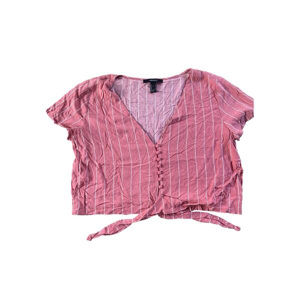 Forever21 Pink Cropped Blouse LG - Picture 1 of 4